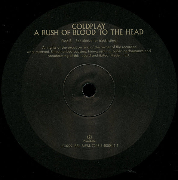 Coldplay - A Rush Of Blood To The Head (VINYL) | Near Mint (NM) Near Mint (NM) - ALT/INDIE / USED *NEAR MINT*