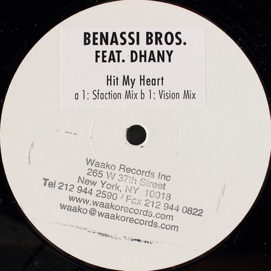 Benassi Bros. Feat. Dhany Hit My Heart Submental Records 12", W/Lbl Near Mint (NM or M-) Generic