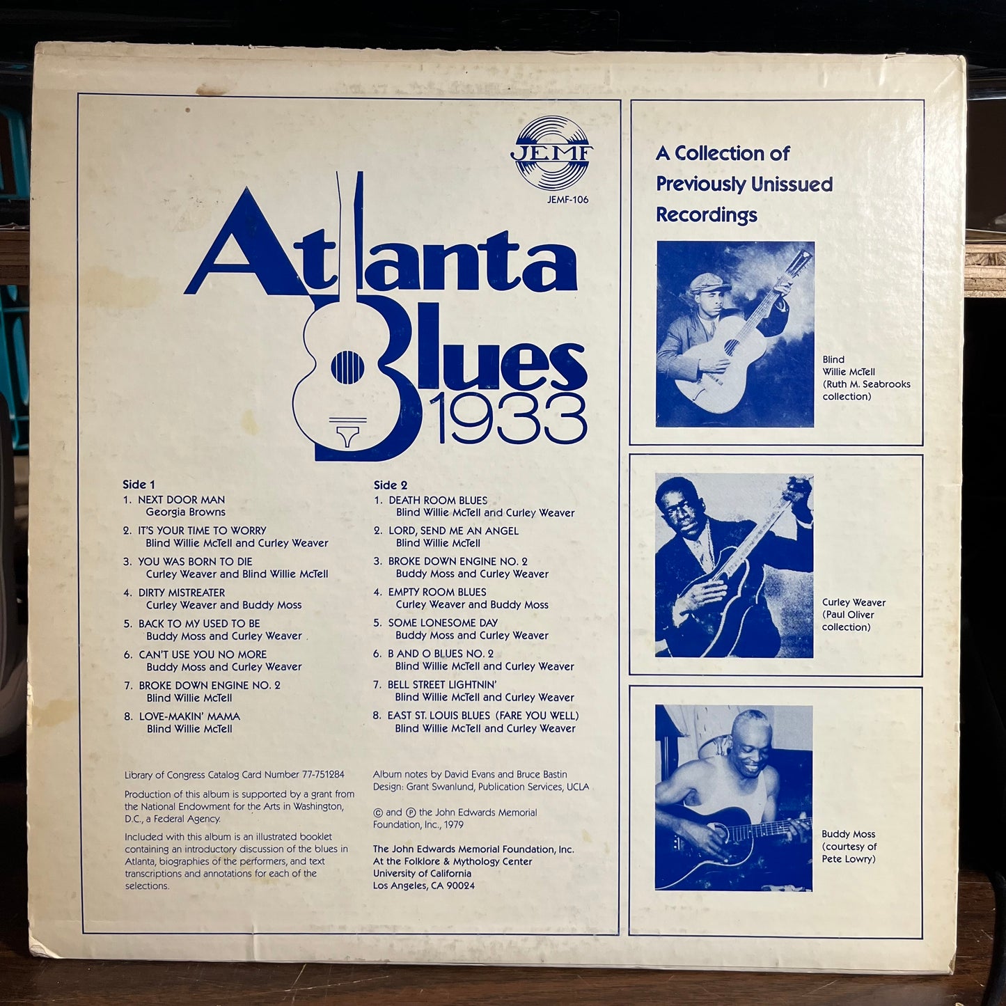 Atlanta Blues 1933 (VINYL) | Excellent (EX) Very Good Plus (VG+) - BLUES / USED *EXCELLENT*