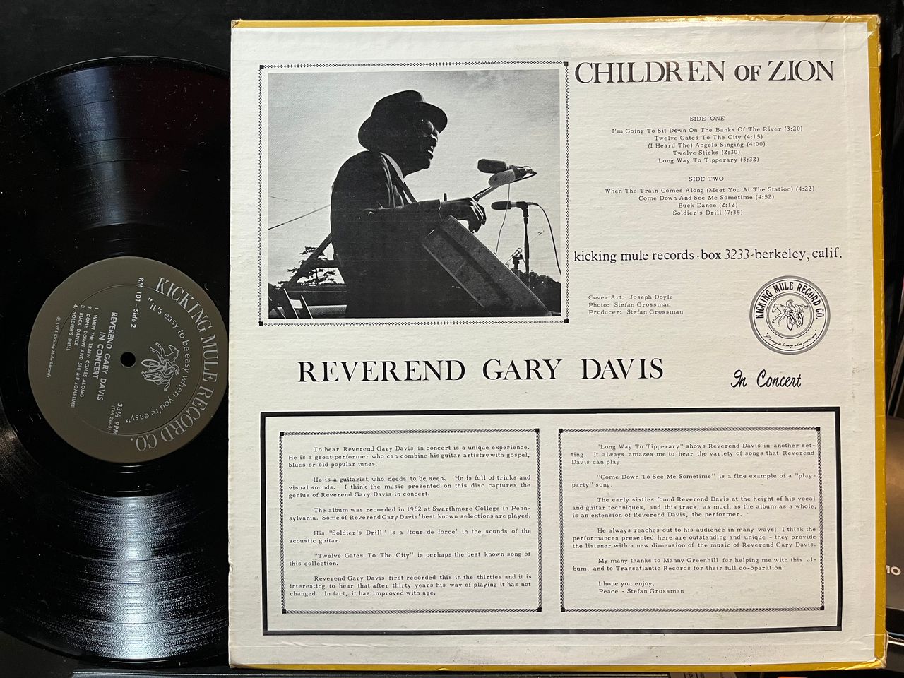 Rev. Gary Davis - Children Of Zion : Reverend Gary Davis In Concert (VINYL) | Near Mint (NM) Excellent+ (EX+) - BLUES / USED *NEAR MINT*
