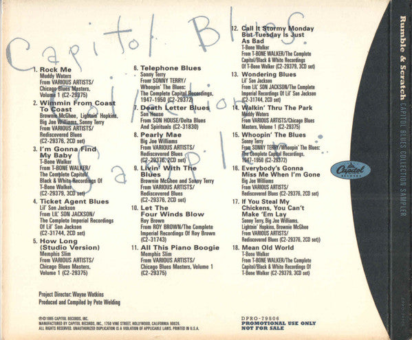 Rumble & Scratch: Capitol Blues Collection Sampler (CD) | Near Mint (NM) Near Mint (NM) - BLUES / USED *NEAR MINT*