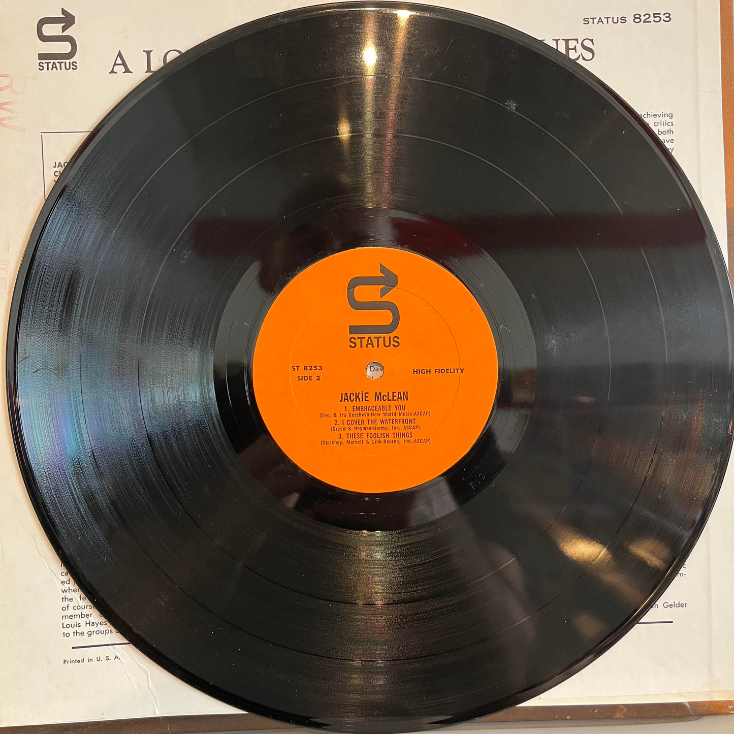Jackie McLean - A Long Drink Of The Blues | Very Good (VG) Very Good Plus (VG+) - BLUES / USED *VERY GOOD*