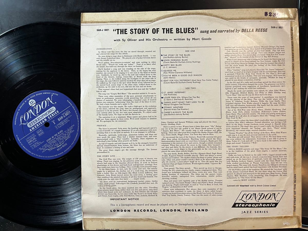 Della Reese - The Story Of The Blues (VINYL LP LONDON SAH-J 6021 1959) | USED Very Good (VG) Very Good (VG) - BLUES / USED *VERY GOOD*