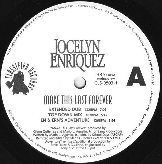 Jocelyn Enriquez Make This Last Forever 12" Near Mint (NM or M-) Generic