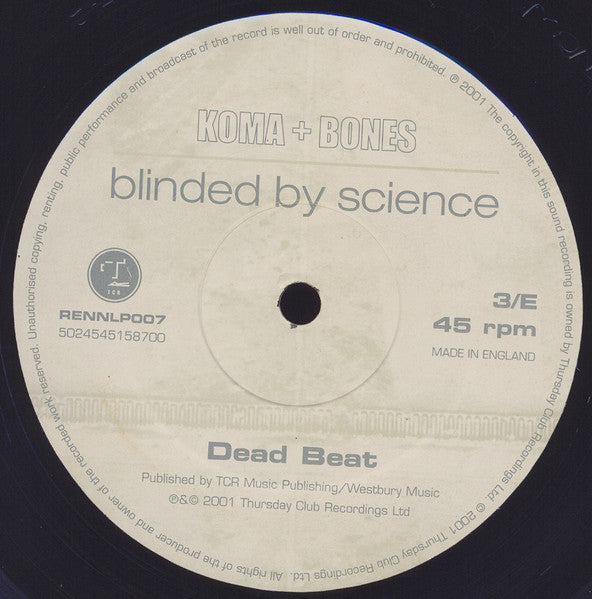 Blinded By Science (2xVINYL / RECORDS 2&3 ONLY) | Near Mint (NM or M-) Generic - BREAKS / USED *NEAR MINT*