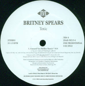 Britney Spears Toxic Jive 12", Promo Very Good Plus (VG+) Generic