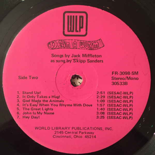 Jack Miffleton Even A Worm: Songs for Childrens Celebrations Ages 2 to 10 LP Near Mint (NM or M-) Near Mint (NM or M-)