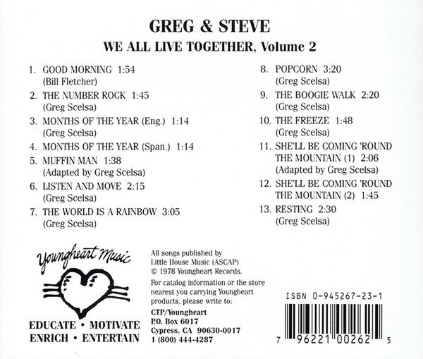 We All Live Together, Volume 2 (CD) | Near Mint (NM) Near Mint (NM or M-) - CHILDRENS / USED *NEAR MINT*