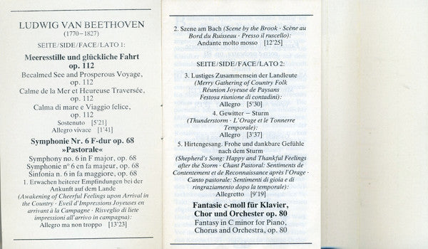 Symphonie No. 6 »Pastorale«, Chorfantasie ∙ Meerestille Und Glückliche Fahrt | Near Mint (NM) Near Mint (NM) - CLASSICAL CA