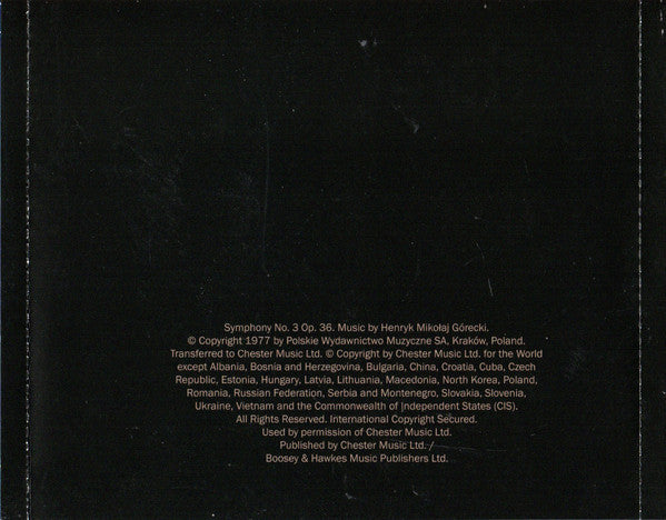 Symphony No. 3 (Symphony Of Sorrowful Songs) Op. 36 (CD) | Mint (M) Mint (M) - CLASSICAL *NEW*