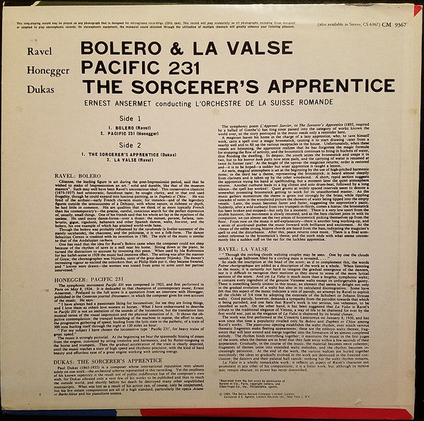 Bolero - La Valse / The Sorcerer's Apprentice / Pacific 231 | Mint (M) Mint (M)