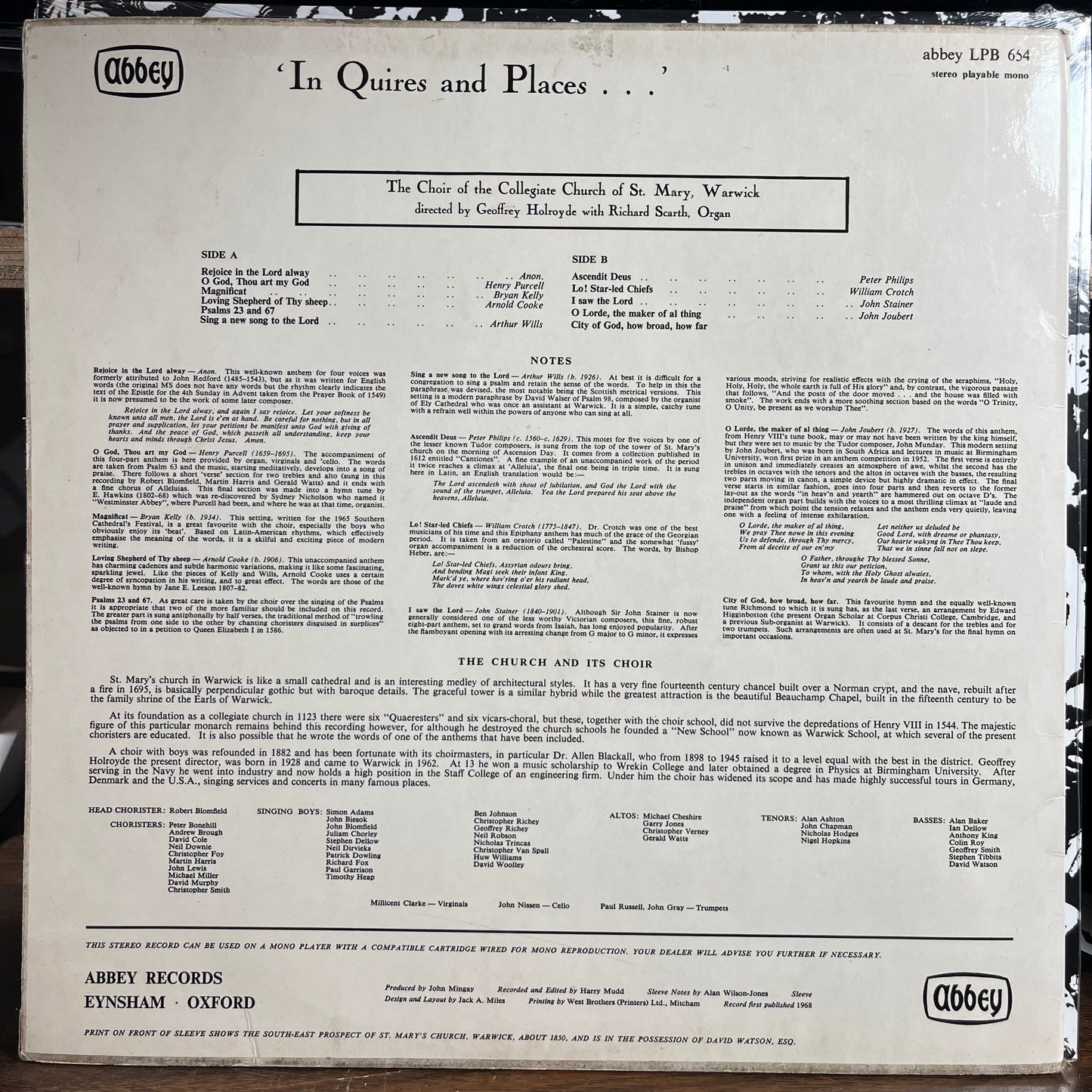 'In Quires And Places...' (VINYL) | Excellent+ (EX+) Near Mint- (NM-) - CLASSICAL / USED *EXCELLENT+*