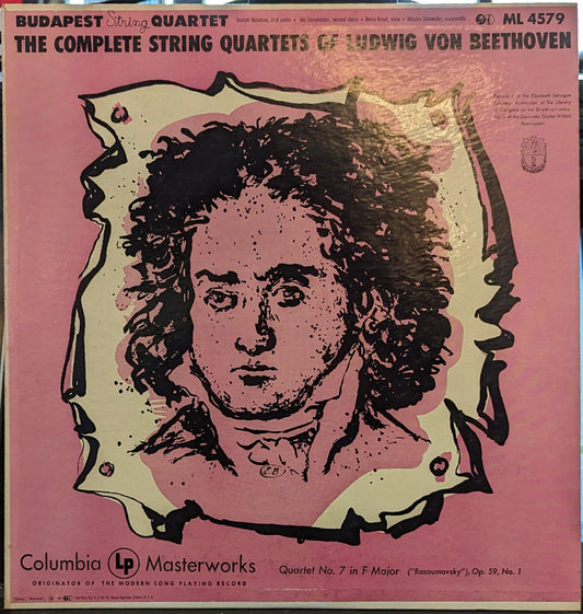 Ludwig van Beethoven Quartet No. 7 in F Major, Op. 59, No. 1 LP Excellent (EX) Near Mint (NM or M-)