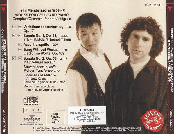 Works For Cello And Piano, Complete (CD) | Excellent+ (EX+) Near Mint (NM) - CLASSICAL / USED *EXCELLENT+*
