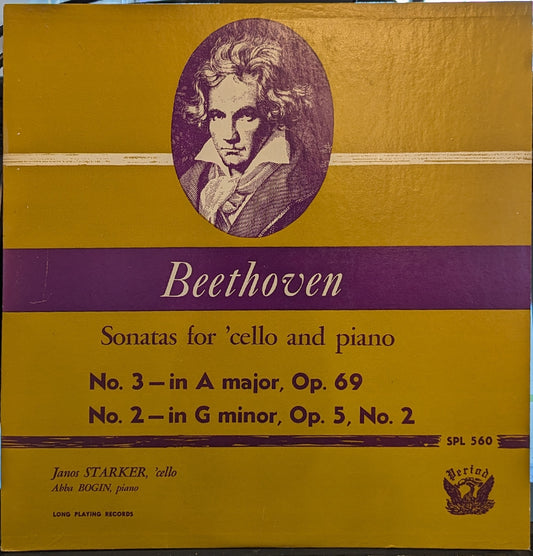 Ludwig van Beethoven Sonatas For 'Cello and Piano LP Excellent (EX) Near Mint (NM or M-)