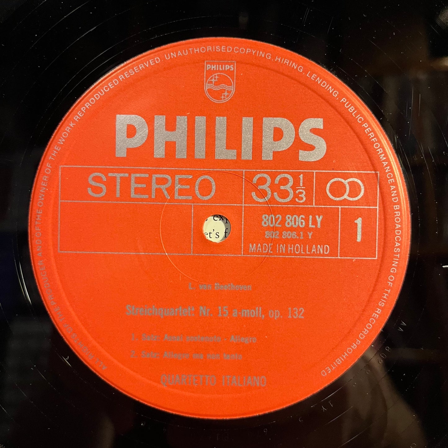 Ludwig van Beethoven - String Quartet In A Minor, Op. 132 *NETHERLANDS* | Excellent (EX) Near Mint (NM) - CLASSICAL / USED *EXCELLENT+*