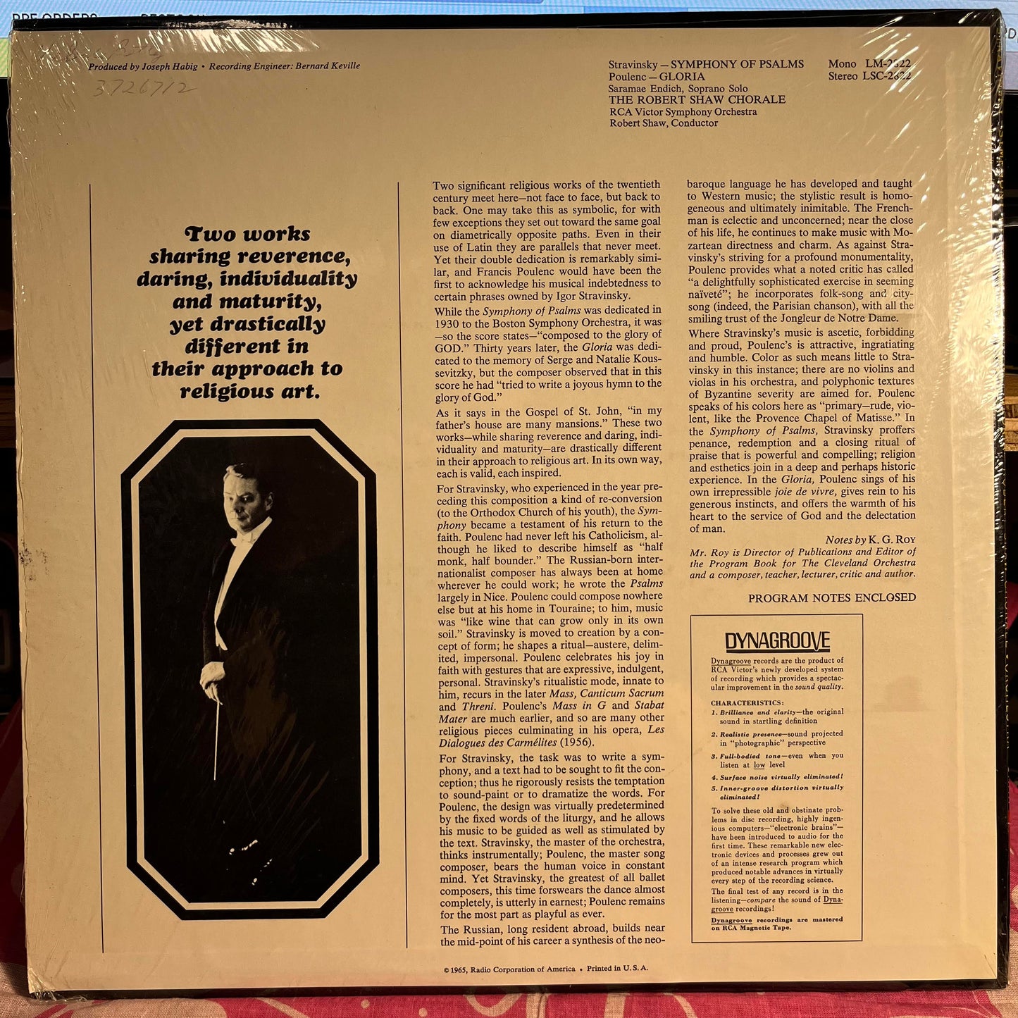 Igor Stravinsky - Symphony Of Psalms / Gloria *SHRINK* | Excellent (EX) Near Mint (NM) - CLASSICAL / USED *EXCELLENT+*