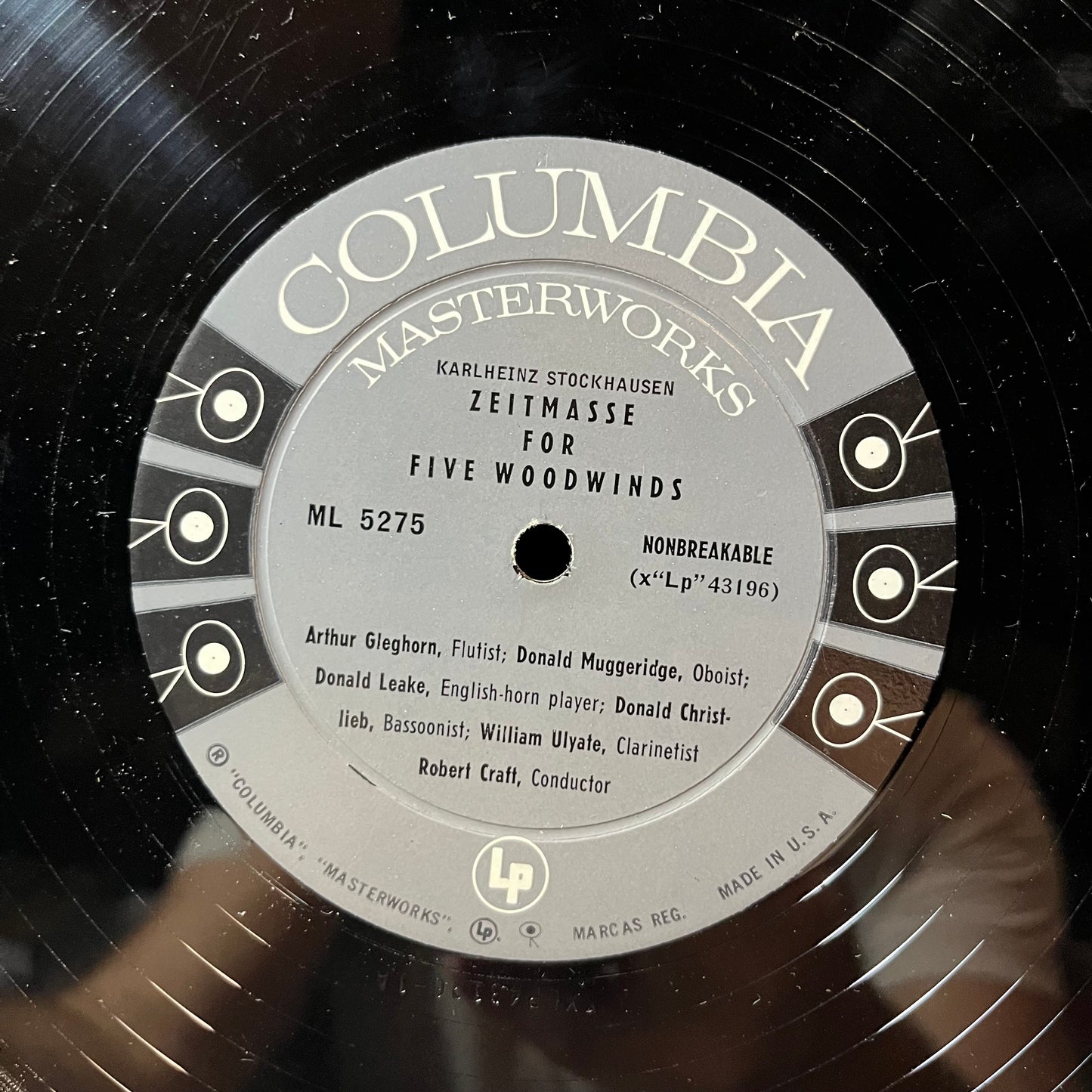 Pierre Boulez / Stockhausen - Robert Craft - Le Marteau Sans Maître / Nr. 5 Zeitmasse For Five Woodwinds (VINYL LP COLUMBIA MASTERWORKS ML 5275 1958) | USED Excellent+ (EX+) Very Good Plus (VG+) - CLASSICAL / USED *EXCELLENT+*