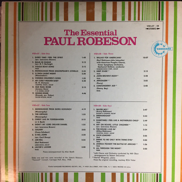 The Essential Paul Robeson (2xVINYL) | Excellent (EX) Excellent+ (EX+) - CLASSICAL / USED *EXCELLENT*