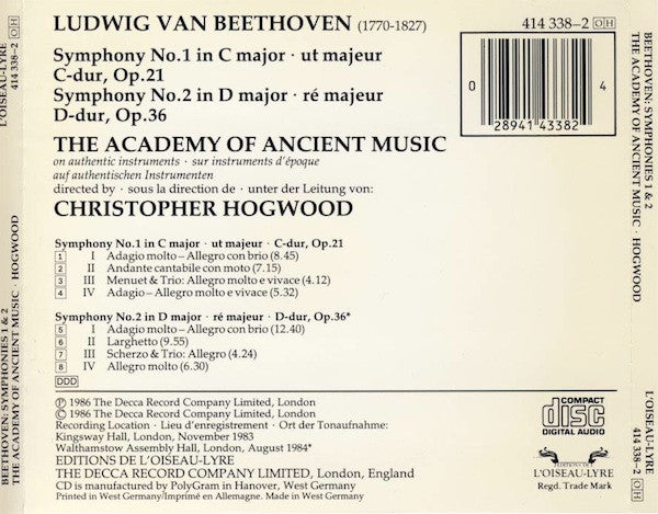Symphonies 1 & 2 (CD) | Near Mint (NM) Near Mint (NM) - CLASSICAL / USED *NEAR MINT-*