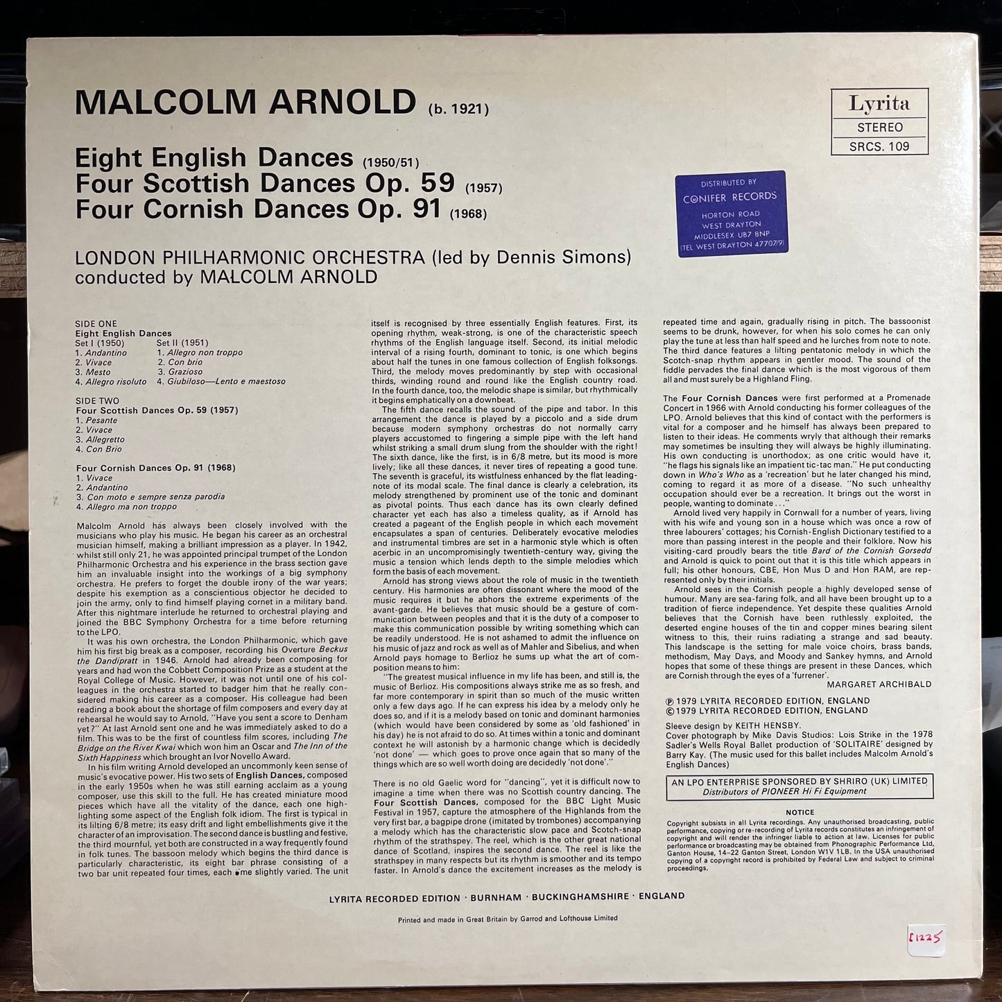 English ∙ Scottish & Cornish Dances (VINYL) | Near Mint- (NM-) Excellent+ (EX+) - CLASSICAL / USED *NEAR MINT-*