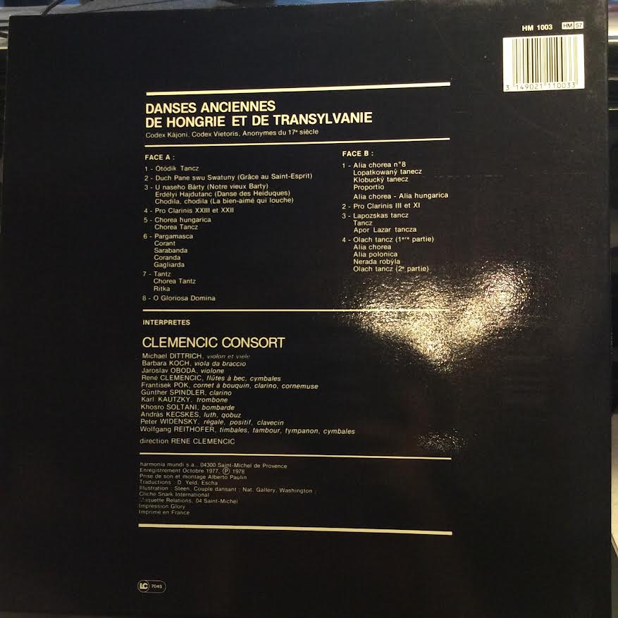 Danses Anciennes De Hongrie (VINYL) | Near Mint (NM) Near Mint (NM) - CLASSICAL / USED *NEAR MINT*