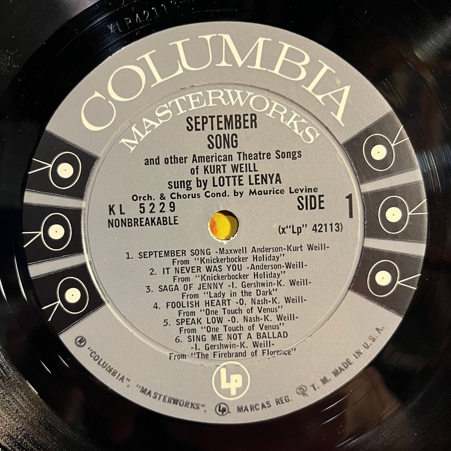 Lotte Lenya - September Song And Other American Theatre Songs Of Kurt Weill *MONO* | Near Mint (NM) Excellent (EX) - CLASSICAL / USED *NEAR MINT*