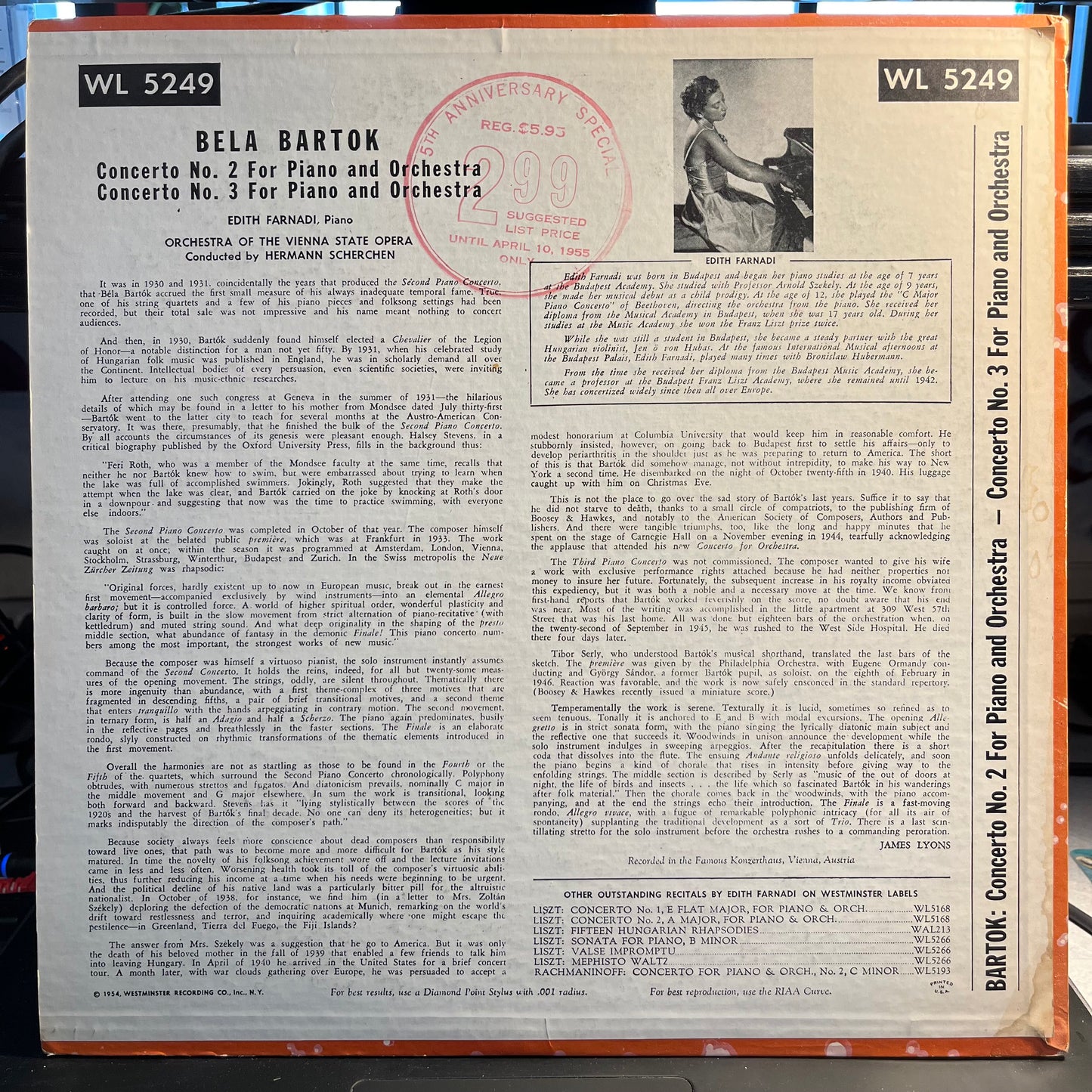 Béla Bartók Concerto No. 2 For Piano And Orchestra / Concerto No. 3 For Piano And Orchestra LP Near Mint (NM or M-) Near Mint (NM or M-)