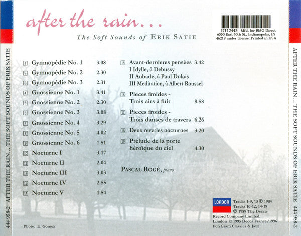After The Rain... The Soft Sounds Of Erik Satie (CD) | Near Mint (NM) Near Mint (NM) - CLASSICAL / USED *NEAR MINT*
