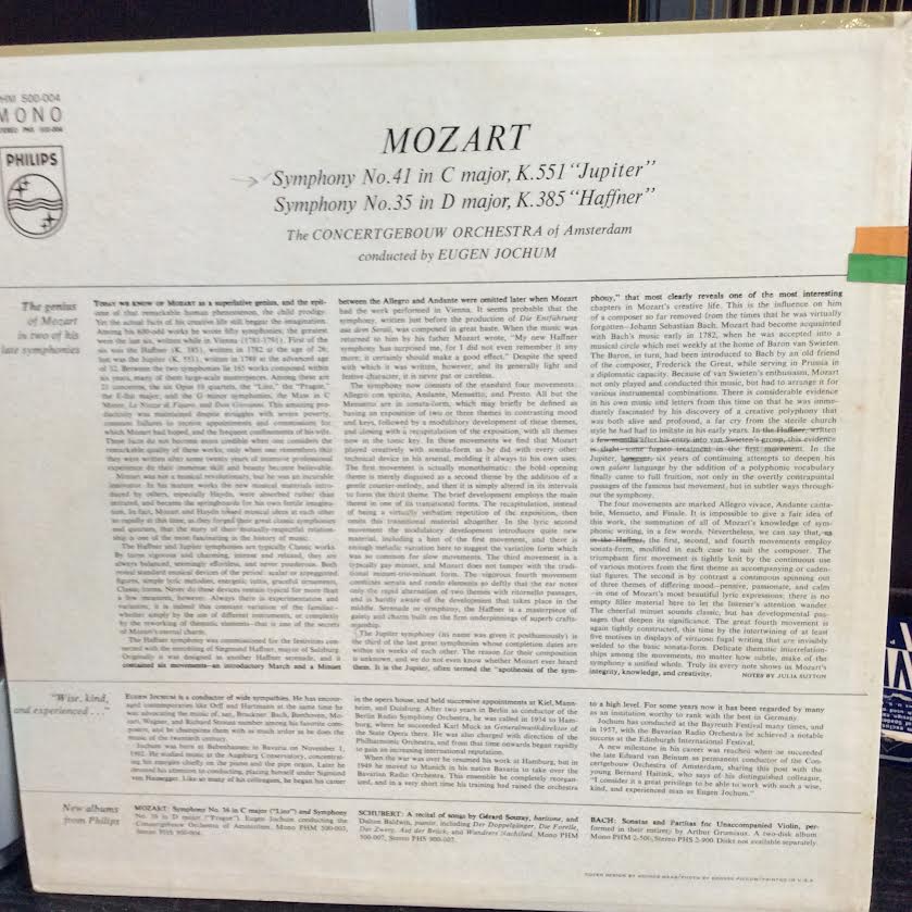 Symphonies - Jupiter - Haffner (VINYL) | Near Mint (NM or M-) Near Mint (NM or M-) - CLASSICAL / USED *NEAR MINT*