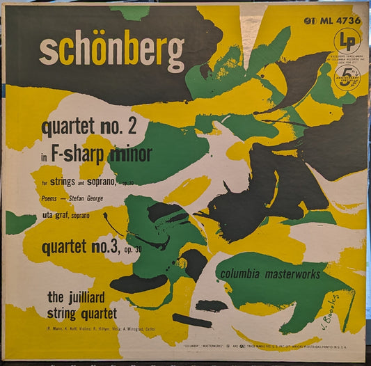 Arnold Schoenberg Quartet No. 2 In F-Sharp Minor For Strings And Soprano, Op. 10 / Quartet No. 3, Op. 30 LP Near Mint (NM or M-) Near Mint (NM or M-)