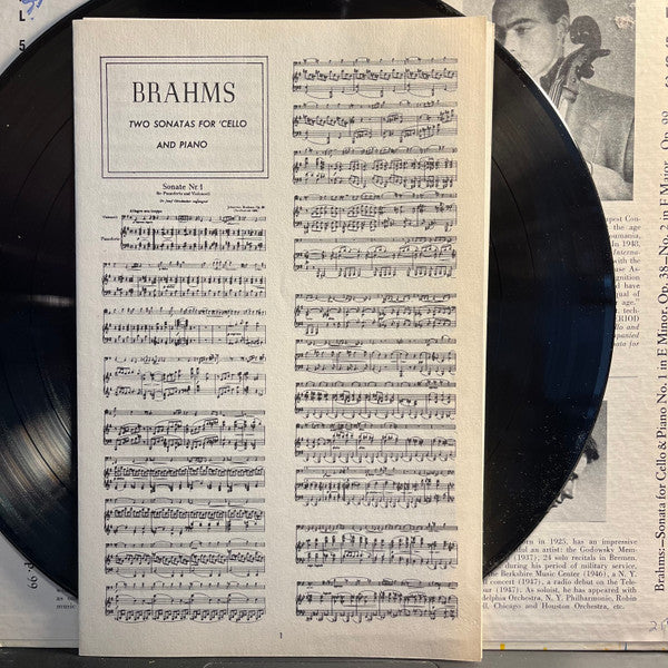 Johannes Brahms Sonatas For Cello And Piano LP Near Mint (NM or M-) Near Mint (NM or M-)