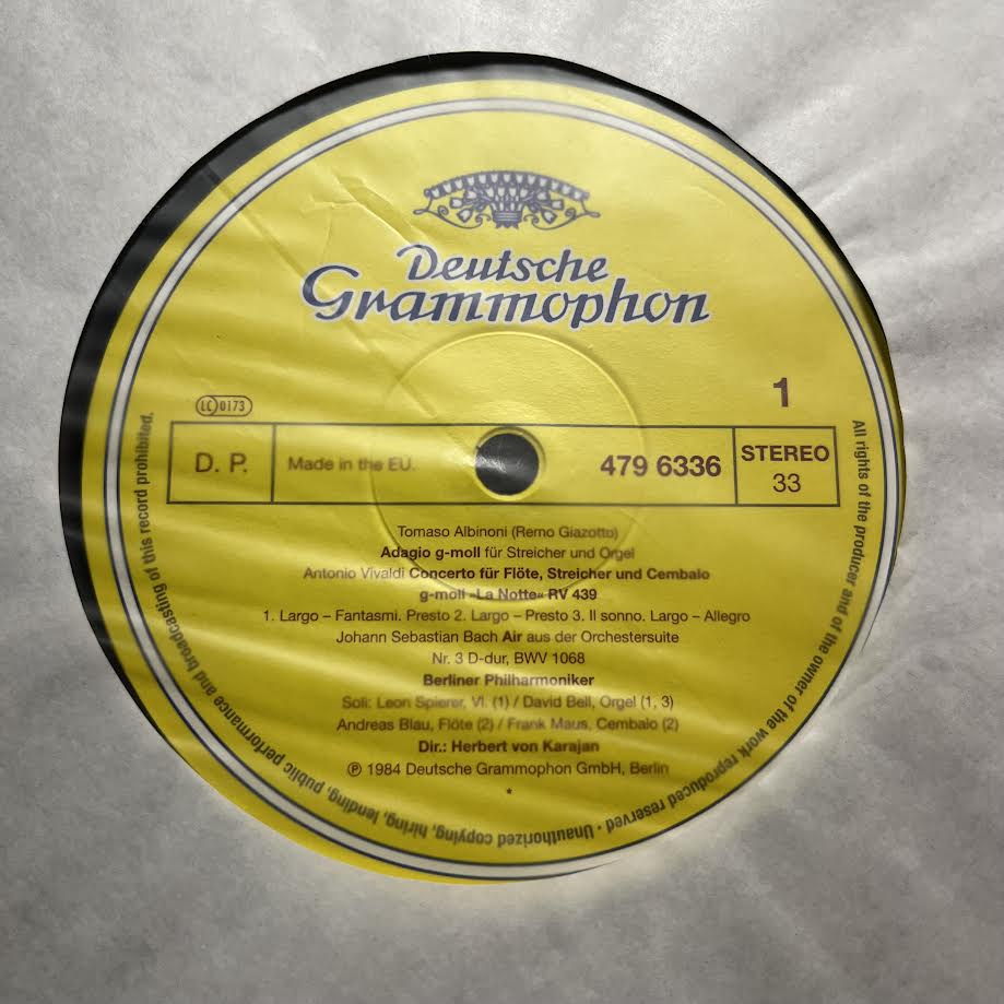 Albinoni: Adagio, Pachelbel: Canon (VINYL) | Near Mint (NM) Excellent+ (EX+) - CLASSICAL / USED *NEAR MINT*