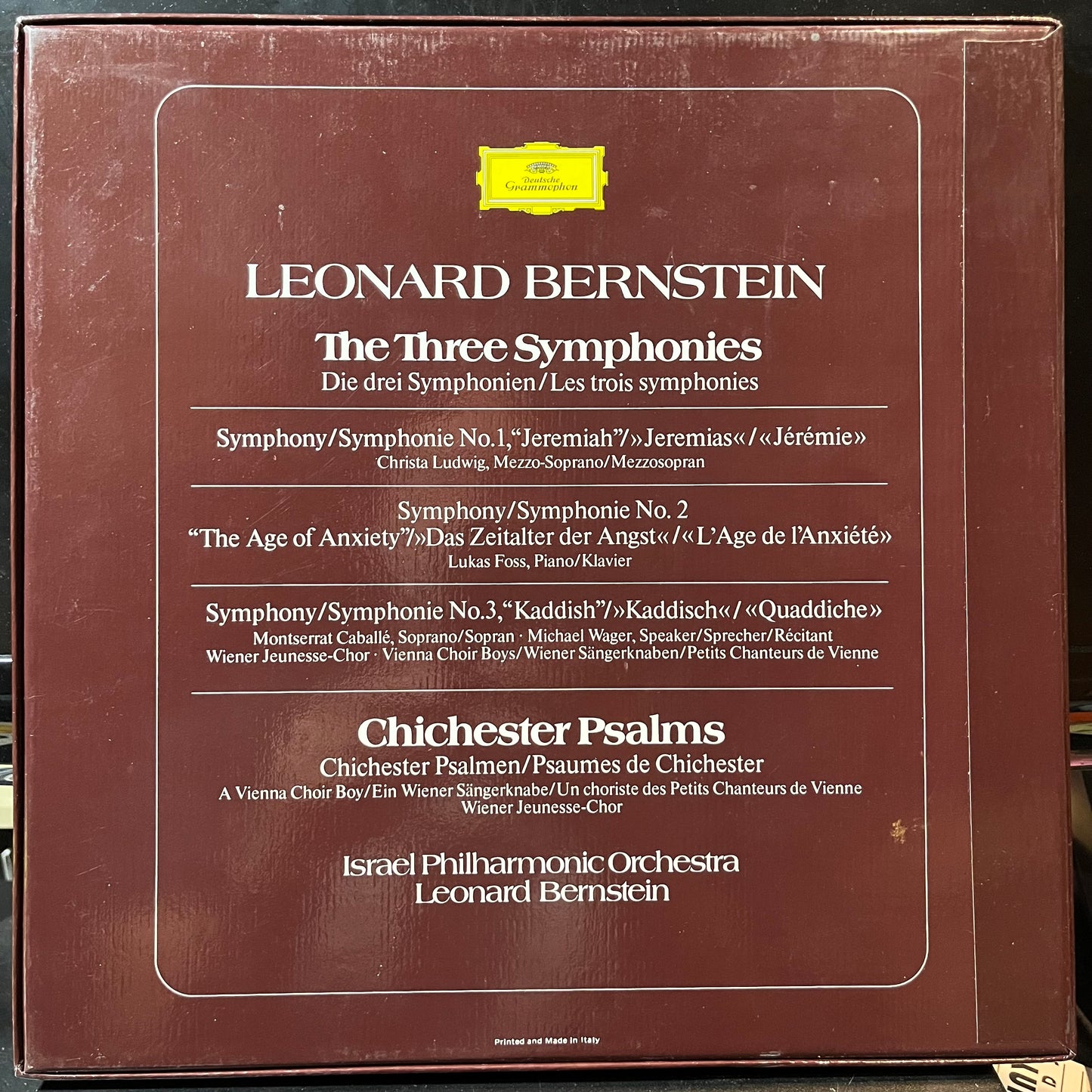 Leonard Bernstein - The Three Symphonies - Chichester Psalms (3xVINYL BOX) | Near Mint (NM) Excellent+ (EX+) - CLASSICAL / USED *NEAR MINT*
