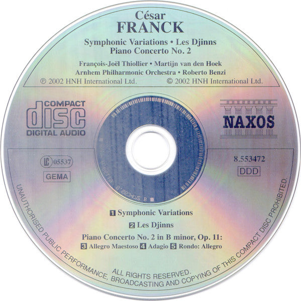 Symphonic Variations, Les Djinns, Piano Concerto No. 2 (CD) | Near Mint (NM) Near Mint (NM) - CLASSICAL / USED *NEAR MINT*