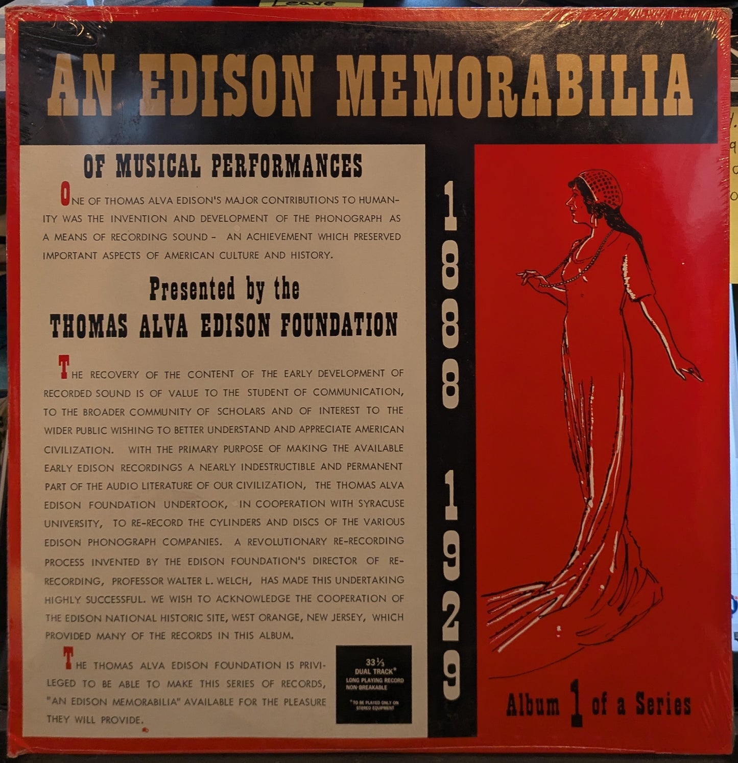 An Edison Memorabilia Of Musical Performances Volume One (VINYL) | Mint (M) Mint (M) - CLASSICAL*SEALED*