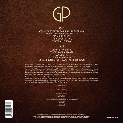Gram Parsons & The Fallen Angels - (PRESALE 9/25/26) Sonic Sunset (IEX LMTD COLORED VINYL LP) | NEW - COUNTRY *NEW/COLOR*