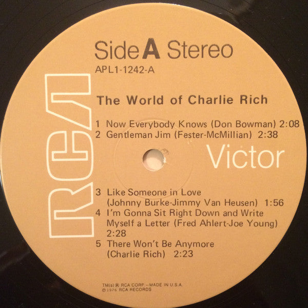 The World Of Charlie Rich / Now Everybody Knows | Mint (M) Near Mint (NM)