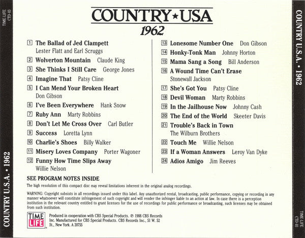 Country USA 1962 (CD) | Near Mint (NM) Near Mint (NM) - COUNTRY / USED *NEAR MINT*