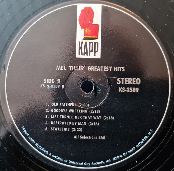 Mel Tillis' Greatest Hits (VINYL) | Near Mint (NM) Excellent (EX) - COUNTRY / USED *NEAR MINT*