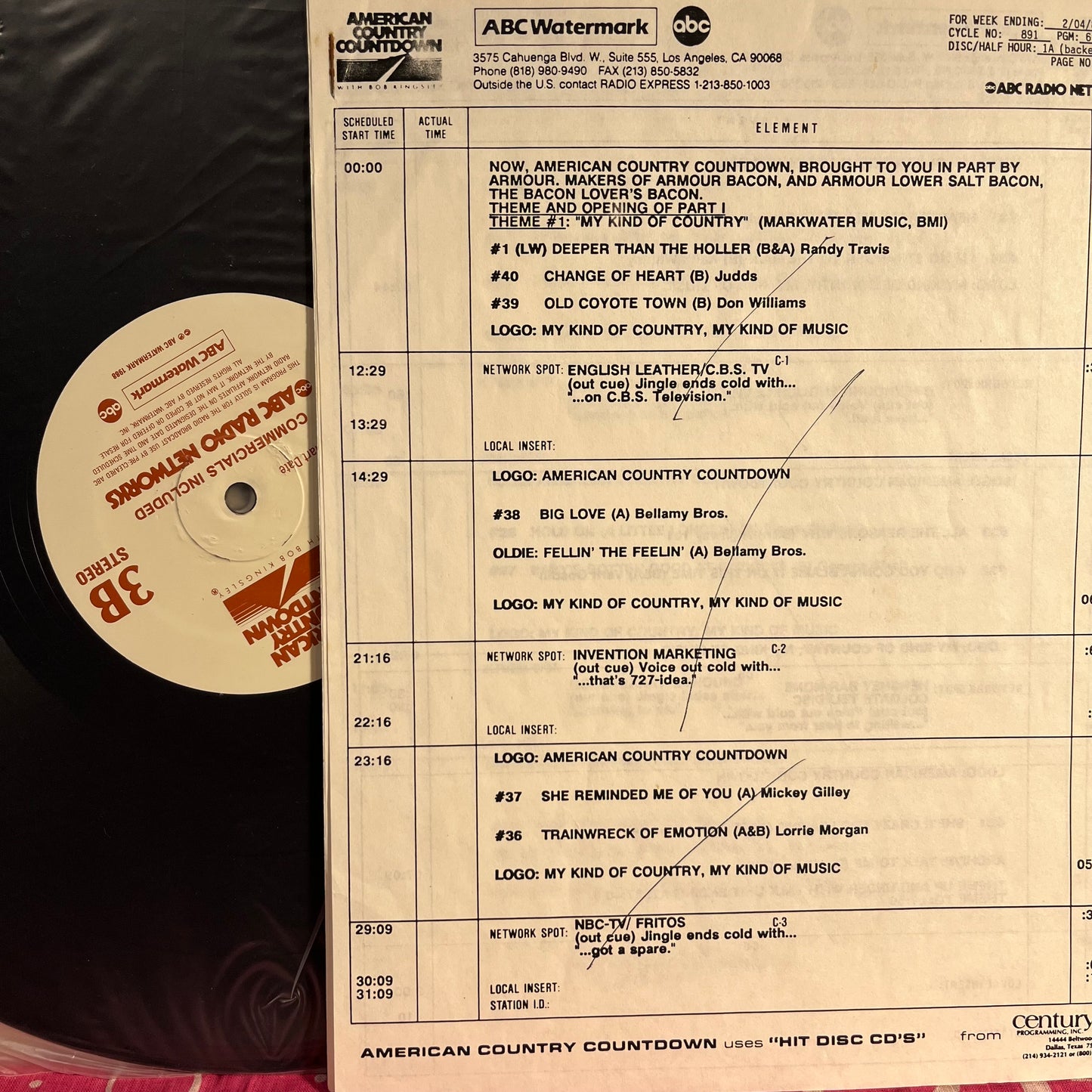 American Country Countdown 2-3-89 891-6 | Near Mint (NM) Excellent (EX) - COUNTRY / USED *NEAR MINT*