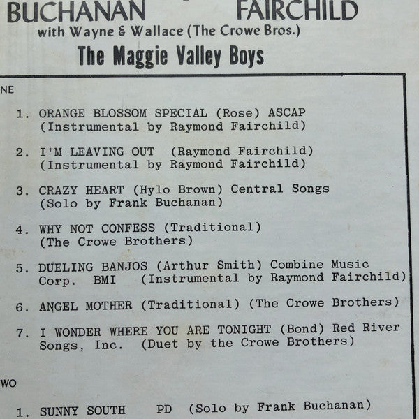 Frank Buchanan Picking & Singing In Maggie Valley LP Near Mint (NM or M-) Near Mint (NM or M-)