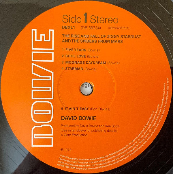 David Bowie The Rise And Fall Of Ziggy Stardust And The Spiders From Mars Parlophone, Parlophone, Parlophone, Parlophone LP, Album, RE, RM, 180 Mint (M) Mint (M)