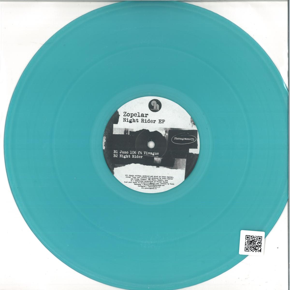 Zopelar - Night Rider (BLUE VINYL 12" Phonogramme) | NEW - DEEP HOUSE *NEW/COLOR*