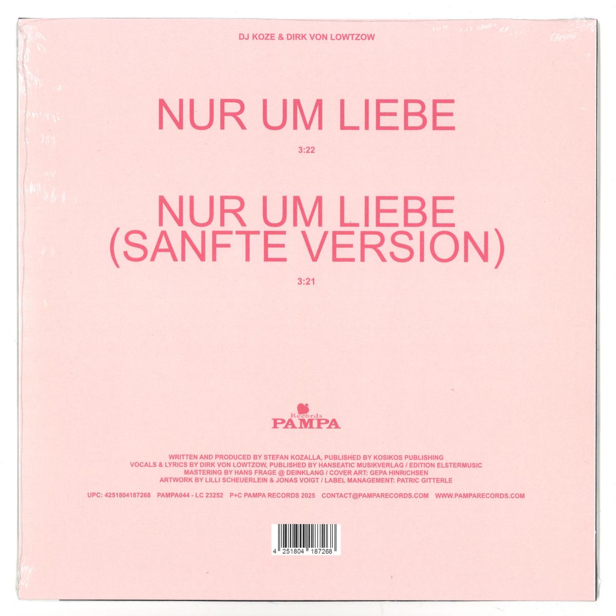DJ Koze & Dirk von Lowtzow - Nur um Liebe (VINYL 10" Pampa) | NEW - DEEP HOUSE *NEW*