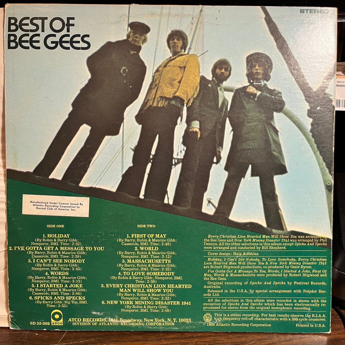 Best Of Bee Gees (VINYL) | Very Good Plus (VG+) Very Good Plus Plus (VG++) - DISCO / USED *VERY GOOD+*