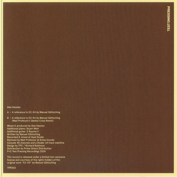 E2-E4 - A Reference To E2-E4 By Manuel Göttsching | Mint (M) Near Mint (NM) - DOWNTEMPO *NEW*