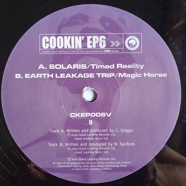 Cookin' EP Volume 6 (VINYL)(RECORD 1 ONLY) | Excellent (EX) Very Good Plus (VG+) - DOWNTEMPO / USED *EXCELLENT*