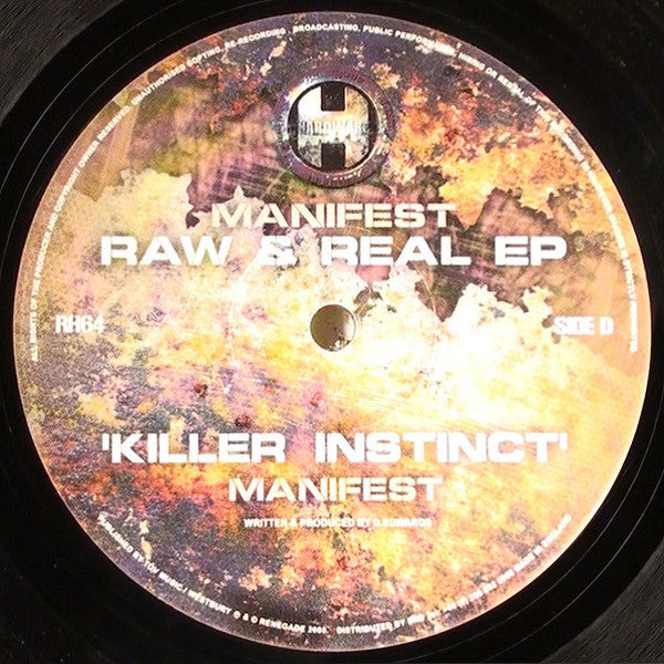 Manifest - Raw & Real EP | Very Good (VG) Excellent (EX) - DRUM & BASS / USED *VERY GOOD*