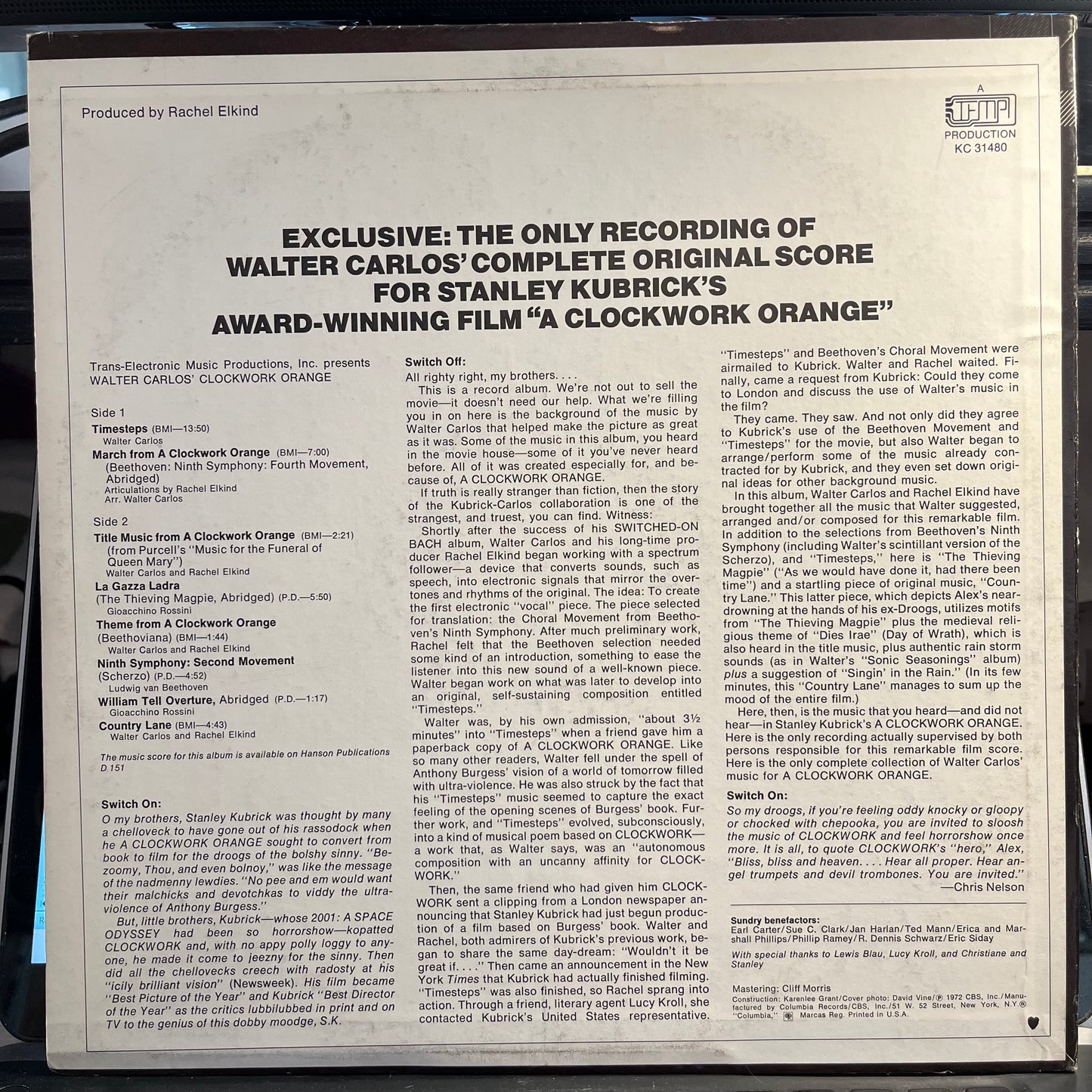 Walter Carlos' Clockwork Orange (VINYL) | Near Mint (NM) Excellent (EX) - EXPERIMENTAL / USED *NEAR MINT-*